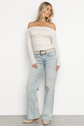 Jakob Turquoise Studs Faux Leather Belt | Ivory